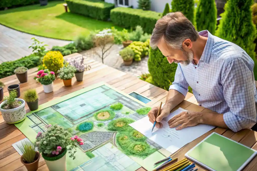 Gartenplanung: Landschaftsgaertner erstellt einen individuellen Gartenplan